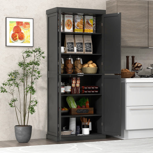 72.5 Inches Tall Buffet Cabinet with 6-Tier Shelves and 4 Doors-Black