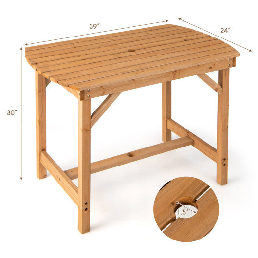 Outdoor Fir Wood Dining Table with 1.5 Inch Umbrella Hole