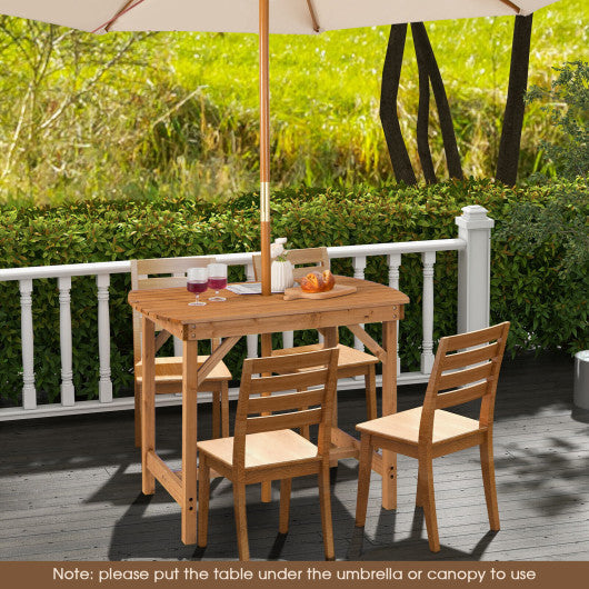 Outdoor Fir Wood Dining Table with 1.5 Inch Umbrella Hole