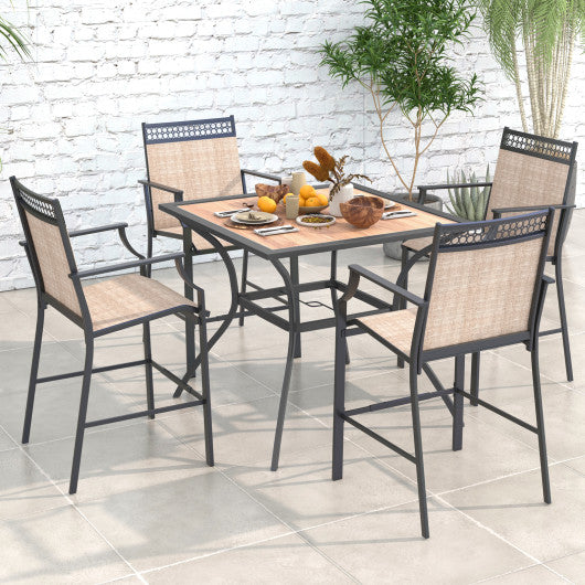 Patio Dining Table for 4 Square Bistro Table with Umbrella Holes