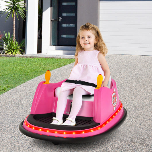 12V Kids Ride On Bumper Car Vehicle 360-degree Spin Race Toy with Remote Control-Pink