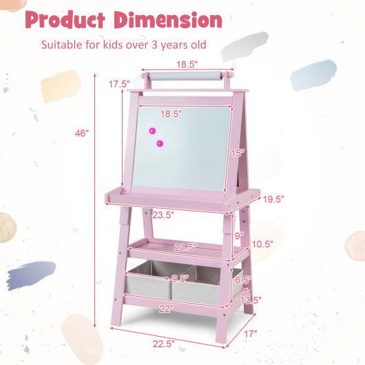 3-in-1 Double-Sided Storage Art Easel-Pink