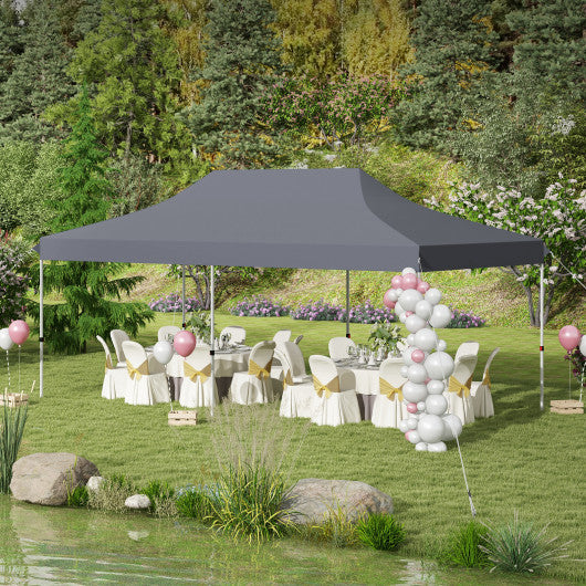 10 x 20 FT Pop-up Canopy Tent with Carrying Bag-Gray