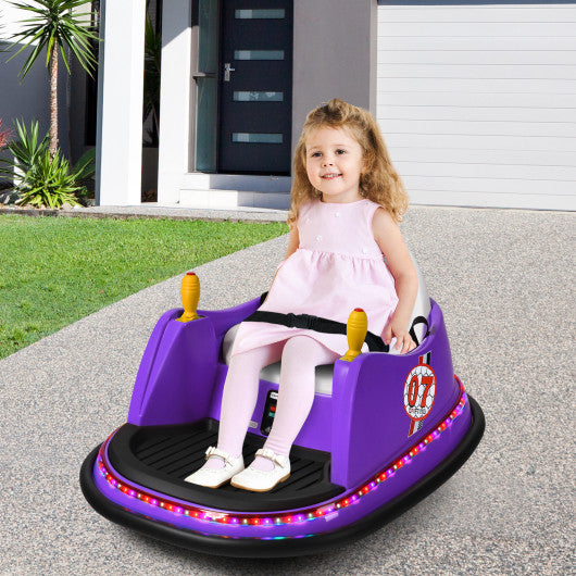 12V Kids Ride On Bumper Car Vehicle 360-degree Spin Race Toy with Remote Control-Purple