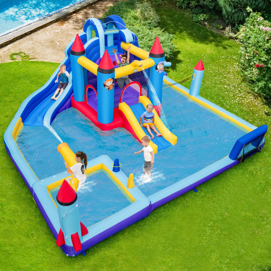 Rocket Theme Inflatable Water Slide Park with 950W Blower