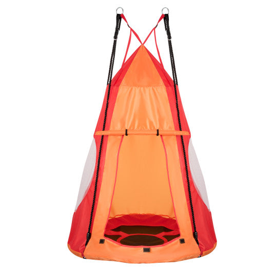 2-in-1 40 Inch Kids Hanging Chair Detachable Swing Tent Set-Orange