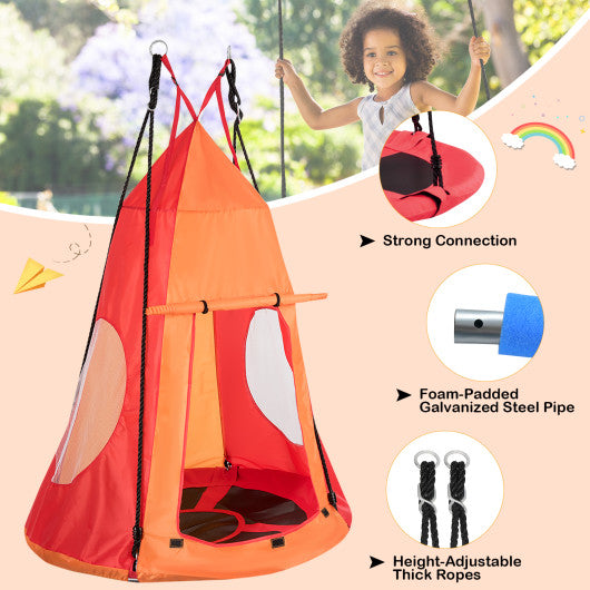 2-in-1 40 Inch Kids Hanging Chair Detachable Swing Tent Set-Orange