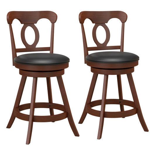 Set of 2 24/30 Inch Swivel Bar Stools with Footrest-24 inches