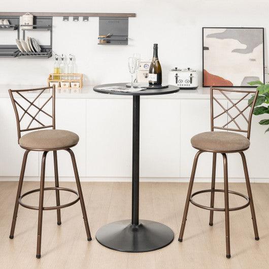 2 Pieces Swivel Pluch Fabrice Cushioned Bar Stool Set-Brown