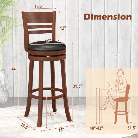 Set of 2 360° Bar Stools with PU Upholstered Seats-Brown