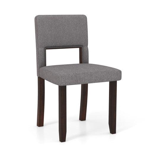 Set of 2 Wooden Dining Chair with Acacia Wood Frame Padded Seat and Back-Gray