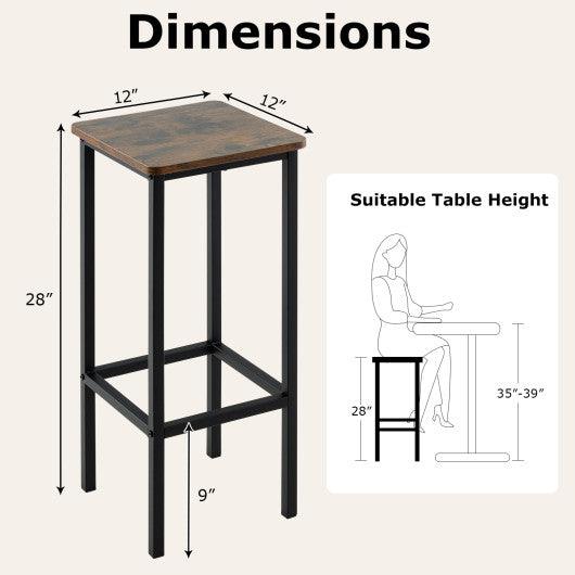 Set of 4 Bar Stool Set with Metal Legs and Footrest-Coffee