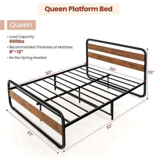 Arc Platform Bed with Headboard and Footboard-Queen Size