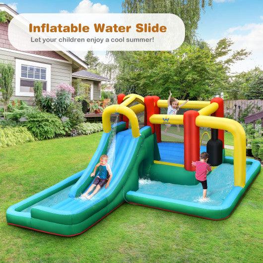 Inflatable Water Slide with Splash Pool Water Park and 680W Blower