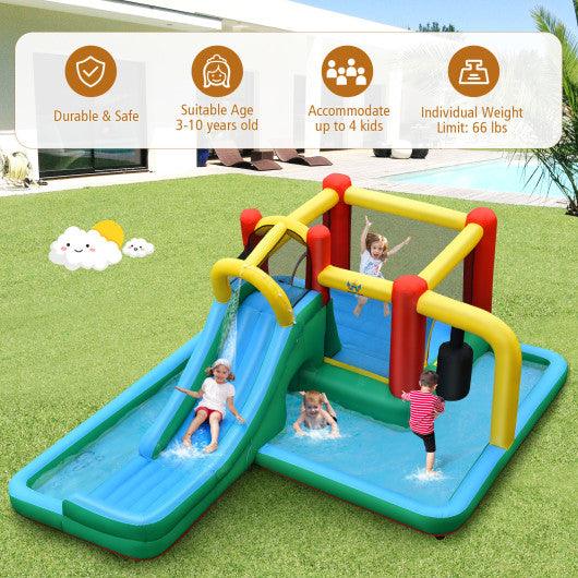 Inflatable Water Slide with Splash Pool Water Park and 680W Blower