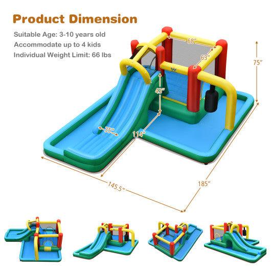 Inflatable Water Slide with Splash Pool Water Park and 680W Blower