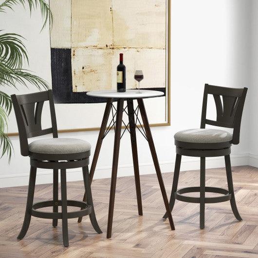 26.5 Inch Swivel Bar Stool with Backrest Soft Cushioned Seat and Footrest Gray-26.5 inches