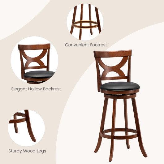 Swivel Bar Stools Set of 2 with Soft Cushion and Elegant Hollow Backrest-29 inches