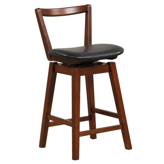 Swivel Upholstered PU Leather Stool with Backrest and Cushioned Seat-26 inches