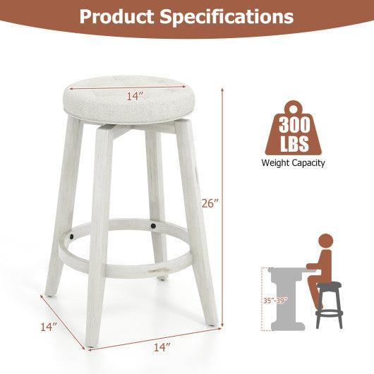 360-Degree Swivel Upholstered Rubberwood Frame Bar Stool Set of 2 with Footrest-24 inches