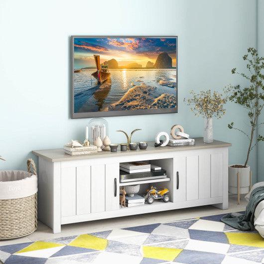 TV Stand with 2 Cabinets and Open Shelves for TVs up to 65 Inch-Natural