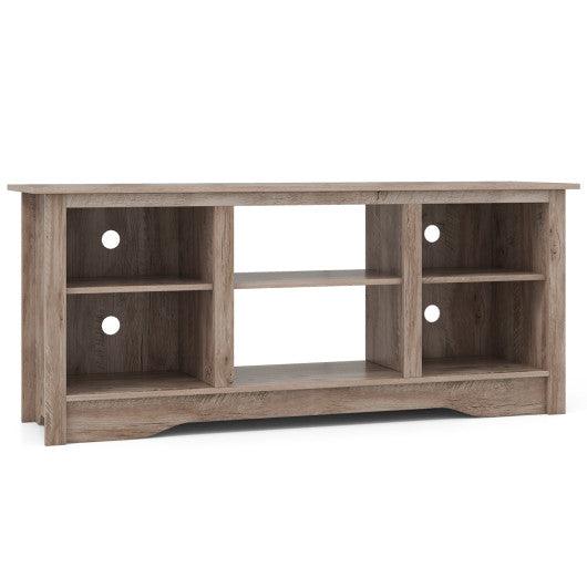 TV Stand for up to 65 Inch Flat Screen TVs with Adjustable Shelves for 18 Inch Electric Fireplace (Not Included)-Gray