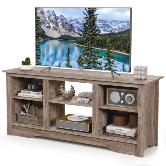 TV Stand for up to 65 Inch Flat Screen TVs with Adjustable Shelves for 18 Inch Electric Fireplace (Not Included)-Gray