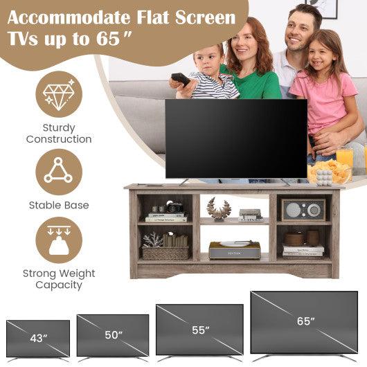 TV Stand for up to 65 Inch Flat Screen TVs with Adjustable Shelves for 18 Inch Electric Fireplace (Not Included)-Gray