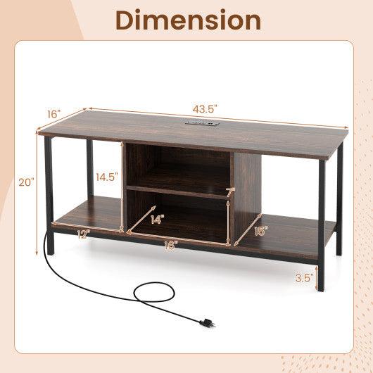 TV Stand Entertainment Center with Open Storage Shelves and Power Outlets to 50 Inches-Rustic Brown