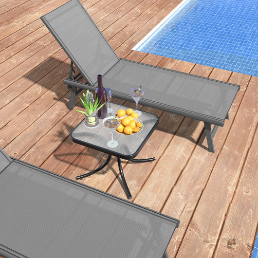 Tempered Glass Top Patio Table with Heavy-duty Metal Frame for Garden Poolside-Black