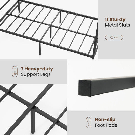 Twin/Full/Queen Size Metal Canopy Bed Frame with Slat Support-Twin Size