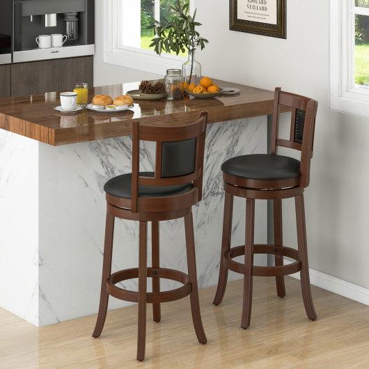 25.5 Inch/30.5 Inch Upholstered Bar Stools Set of 2 with Curved Backrest and Footrest-30.5 Inches