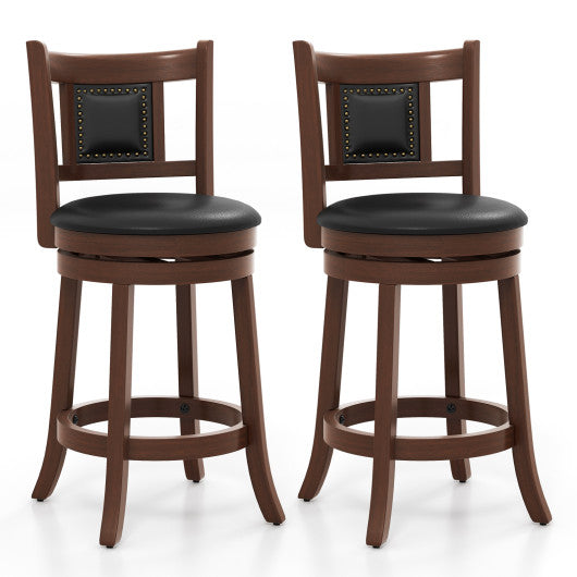 25.5 Inch/30.5 Inch Upholstered Bar Stools Set of 2 with Curved Backrest and Footrest-25.5 inches