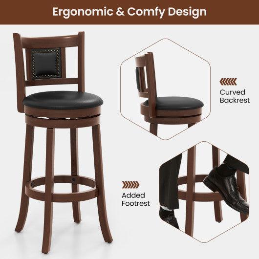 25.5 Inch/30.5 Inch Upholstered Bar Stools Set of 2 with Curved Backrest and Footrest-30.5 Inches