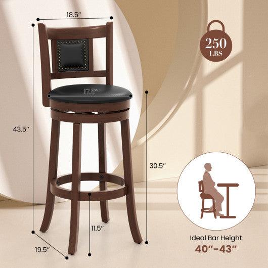 25.5 Inch/30.5 Inch Upholstered Bar Stools Set of 2 with Curved Backrest and Footrest-30.5 Inches