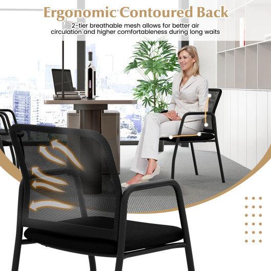 Waiting Room Chair Set of 2 Office Guest Chairs with Ergonomic Mesh Backrest-Black