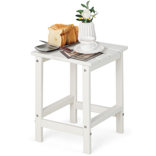 14 Inch Square Weather-Resistant Adirondack Side Table-White