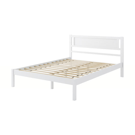 Twin/Full/Queen Size Wood Bed Frame with Headboard and Wooden Slats Support-Full