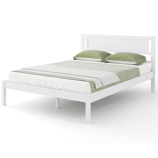 Twin/Full/Queen Size Wood Bed Frame with Headboard and Wooden Slats Support-Full