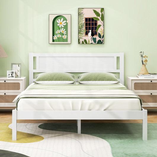 Twin/Full/Queen Size Wood Bed Frame with Headboard and Wooden Slats Support-Full