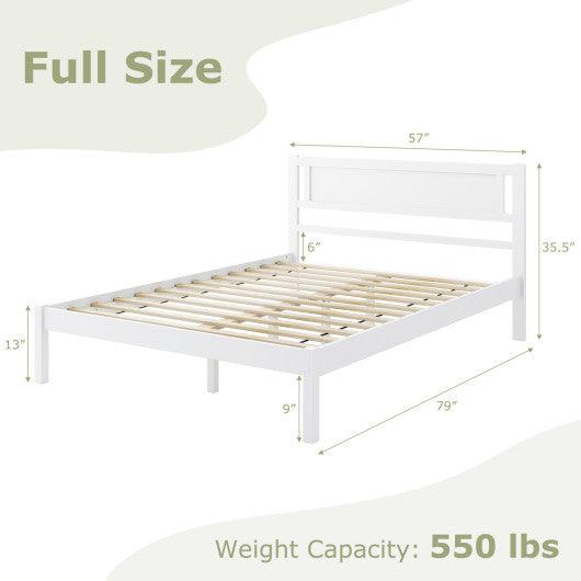 Twin/Full/Queen Size Wood Bed Frame with Headboard and Wooden Slats Support-Full