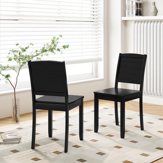 Wood Dining Chair Set of 2 Armless Kitchen Chairs with Rubber Wood Legs-Black