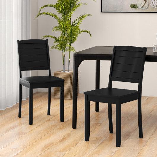 Wood Dining Chair Set of 2 Armless Kitchen Chairs with Rubber Wood Legs-Black