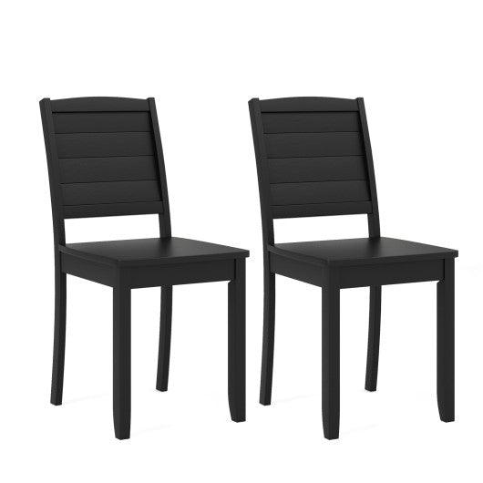 Wood Dining Chair Set of 2 Armless Kitchen Chairs with Rubber Wood Legs-Black