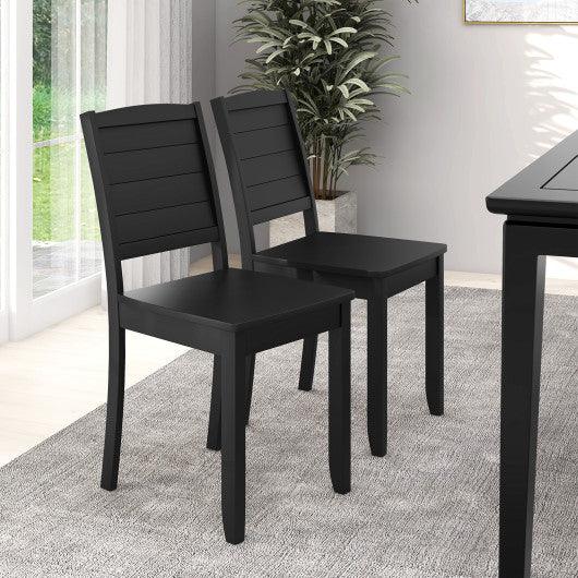 Wood Dining Chair Set of 2 Armless Kitchen Chairs with Rubber Wood Legs-Black