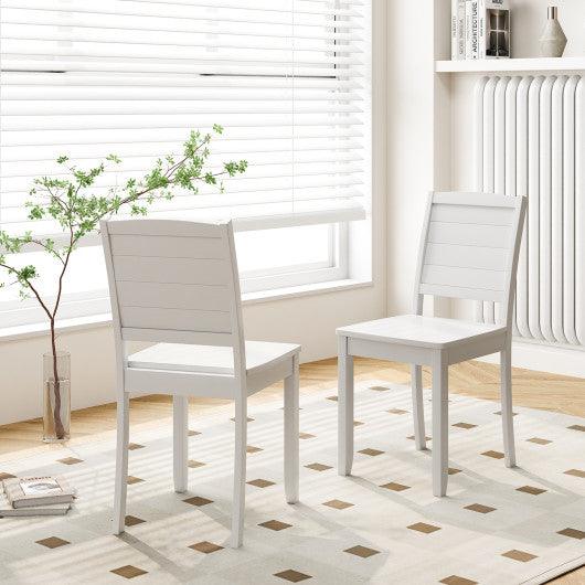 Wood Dining Chair Set of 2 Armless Kitchen Chairs with Rubber Wood Legs-White