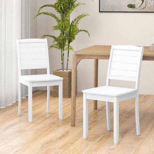 Wood Dining Chair Set of 2 Armless Kitchen Chairs with Rubber Wood Legs-White