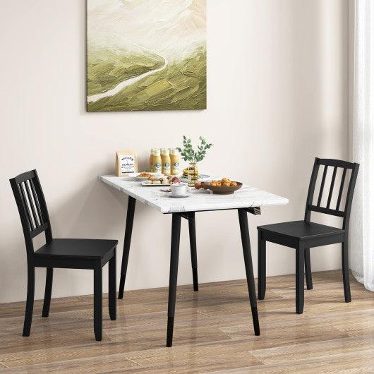 Wood Dining Chair Set of 2 with Rubber Wood Legs-Black