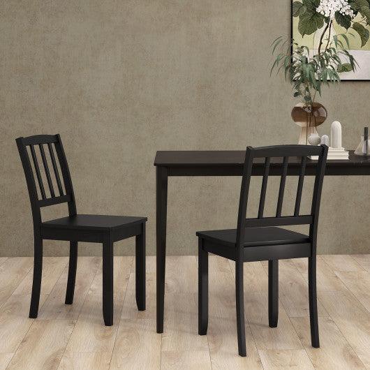 Wood Dining Chair Set of 2 with Rubber Wood Legs-Black