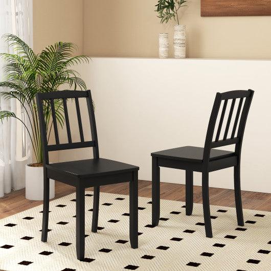 Wood Dining Chair Set of 2 with Rubber Wood Legs-Black